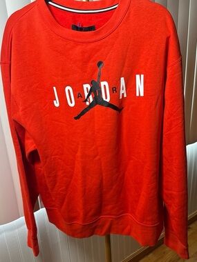 Jordan Men’s Bright Red Crewneck Sweatshirt with Black Jumpman